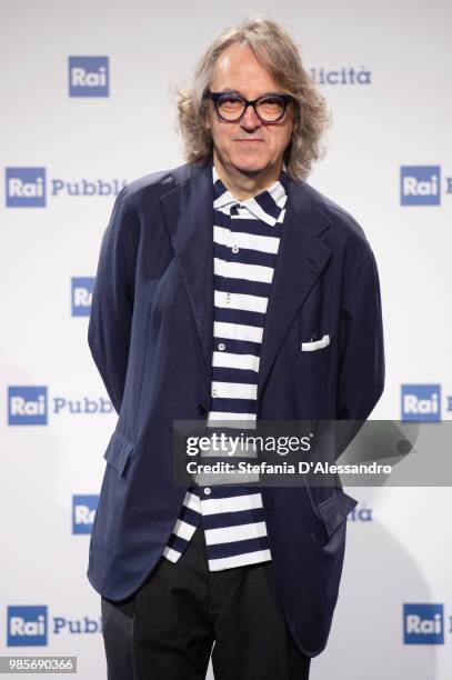 Gigi Marzullo attends the Rai Show Schedule presentation on June 27, 2018 in Milan, Italy.