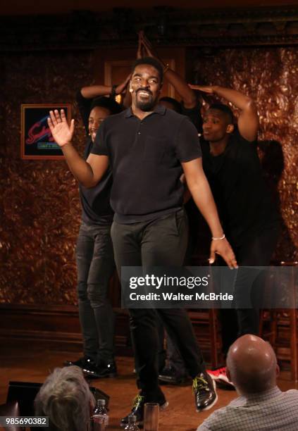 Kyle Taylor Parker with cast during the Press Preview Presentation for the new production of 'Smokey Joe's Cafe' at Feinstein's/54 Below on June 27,...