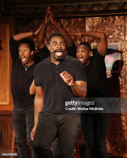 Kyle Taylor Parker with cast during the Press Preview Presentation for the new production of 'Smokey Joe's Cafe' at Feinstein's/54 Below on June 27,...