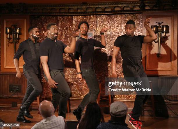 John Edwards, Kyle Taylor Parker, Dwayne Cooper and Jelani Remy during the Press Preview Presentation for the new production of 'Smokey Joe's Cafe'...