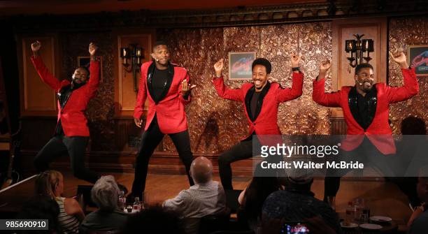 John Edwards, Jelani Remy, Dwayne Cooper and Kyle Taylor Parker during the Press Preview Presentation for the new production of 'Smokey Joe's Cafe'...