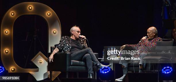 Nic Harcount in conversation with Quincy Jones at A Life In Song: Quincy Jones at The O2 Arena on June 27, 2018 in London, England.