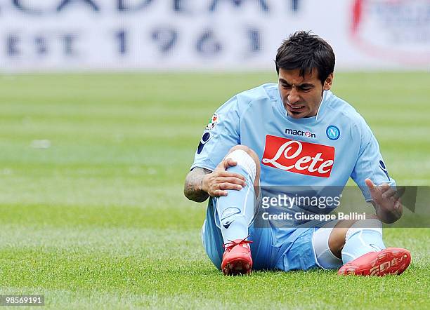 Ezequiel Lavezzi of Napoli in action during the Serie A match between AS Bari and SSC Napoli at Stadio San Nicola on April 18, 2010 in Bari, Italy.