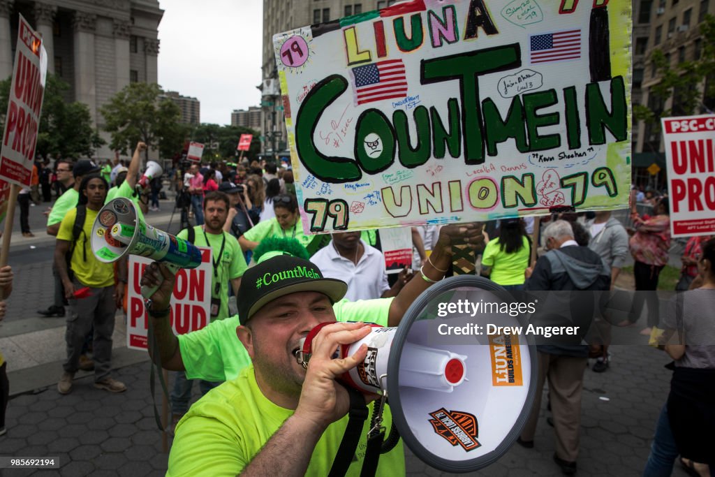 Union Activists Protest Supreme Court Janus v. AFSCME Decision In New York