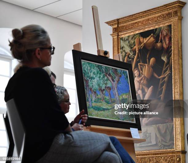 The 1904 painting "Weiden II" by Christian Rohlfs being presented during a press conference in the Angermuseum in Erfurt, Germany, 07 February 2018....