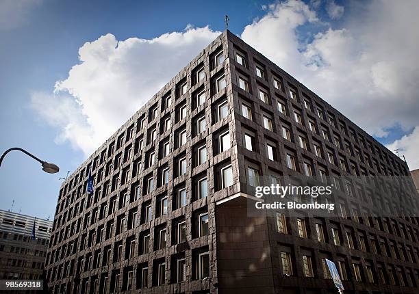 The headquarters of the Swedish Central Bank sit in Stockholm, Sweden, on Monday, April 19, 2010. Sweden's krona gained to the strongest level since...