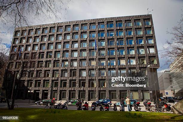 The headquarters of the Swedish Central Bank sit in Stockholm, Sweden, on Monday, April 19, 2010. Sweden's krona gained to the strongest level since...