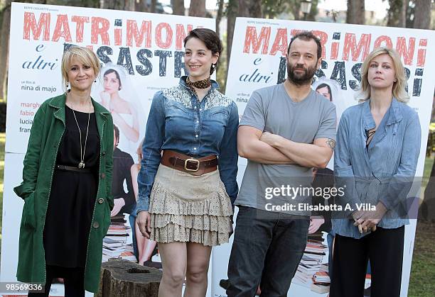 Italian actors Luciana Littizzetto, Francesca Inaudi, Fabio Volo and Margherita Buy attend a photocall for the movie "Matrimoni E Altri Disastri" at...