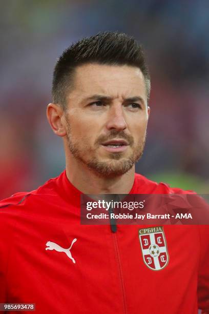 Antonio Rukavina of Serbia during the 2018 FIFA World Cup Russia group E match between Serbia and Brazil at Spartak Stadium on June 27, 2018 in...