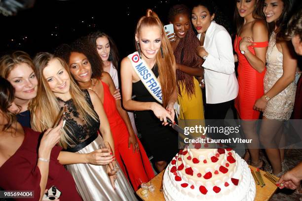 Miss France 2018 Maeva Coucke celebrates her 24th Anniversary at Bain de Soleil on June 27, 2018 in Paris, France.