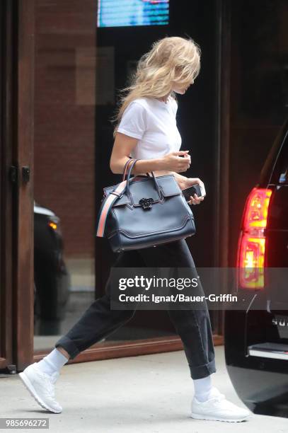 Gigi Hadid is seen on June 27, 2018 in New York City.