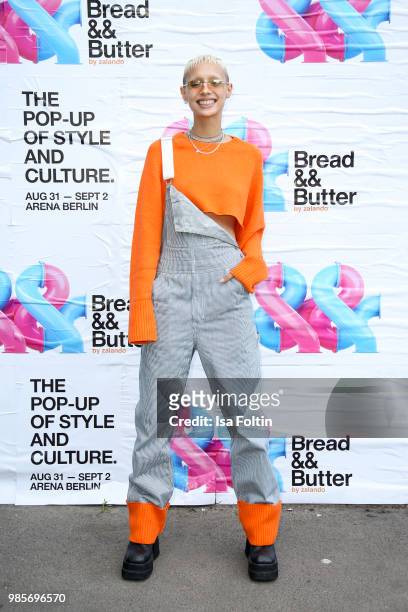 Model Jazzelle Zanaughtti attends the Bread & Butter by Zalando 2018 - Preview Event on June 27, 2018 in Berlin, Germany.