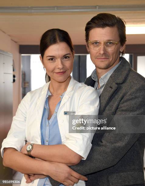 The actress Susan Hoecke and the actor Marc Oliver Schulze pose at the set of the new RTL medical series 'Lifelines' in Overath, Germany, 06 February...