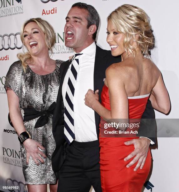 Actress Jane Krakowski, Andy Cohen, and television personality Kelly Ripa attend The Point Foundation's 3rd Annual Point Honors New York Gala at The...