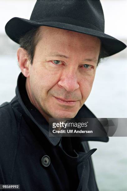 Italian philosopher Giorgio Agamben poses on the Grand Canal during a portrait session held on January 30, 2001 in Venice,Italy.