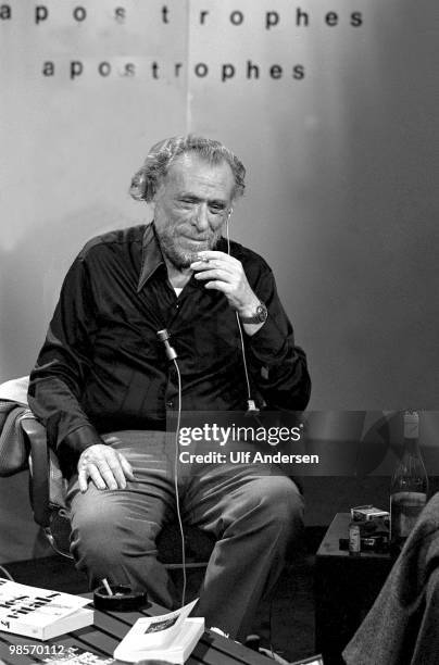 American writer and poet Charles Bukowski appears on talk show "Apostrophes" on September 21, 1978 in Paris,France.