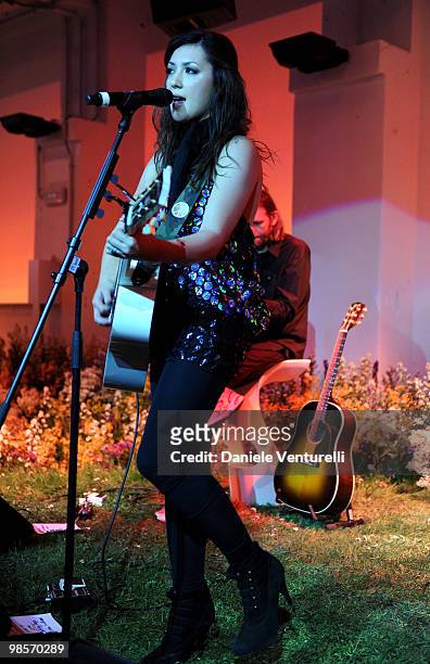 Musician Michelle Branch performs during the MINI Countryman Picnic event on April 13, 2010 in Milan, Italy.
