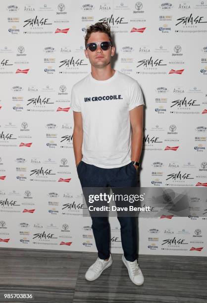 Jeremy Irvine attends the opening of new rooftop bar Savage Garden on June 27, 2018 in London, England.