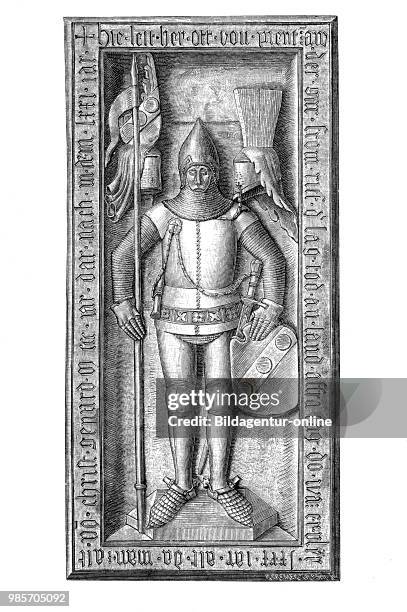 Monument to the tomb of Otto von Pienzenau, marble sculpture from the 14th century in the church of Ebersberg, Germany,, digital improved...