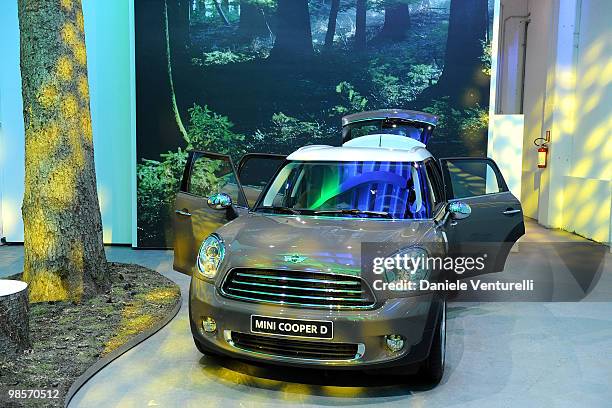 The new Mini Cooper is displayed during the MINI Countryman Picnic event on April 13, 2010 in Milan, Italy.