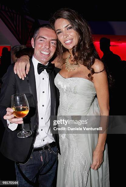 Dean Caten and Afef Jnifen attend the amfAR's Inaugural Cinema Against AIDS Rome auction, held at the Spazio Etoile on October 26, 2007 in Rome,...
