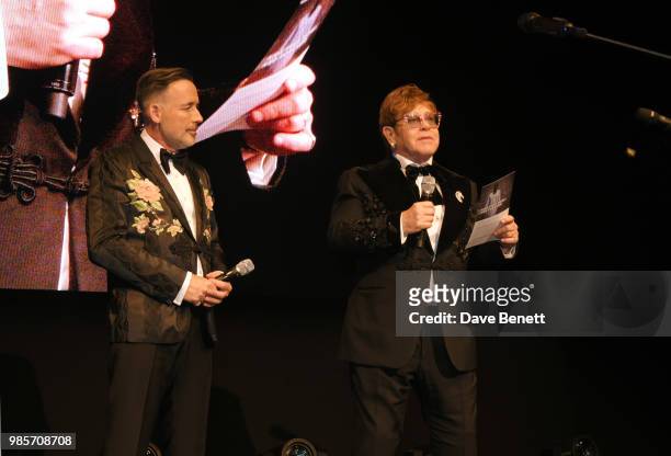 David Furnish and Sir Elton John attend the Argento Ball for the Elton John AIDS Foundation in association with BVLGARI & Bob and Tamar Manoukian on...