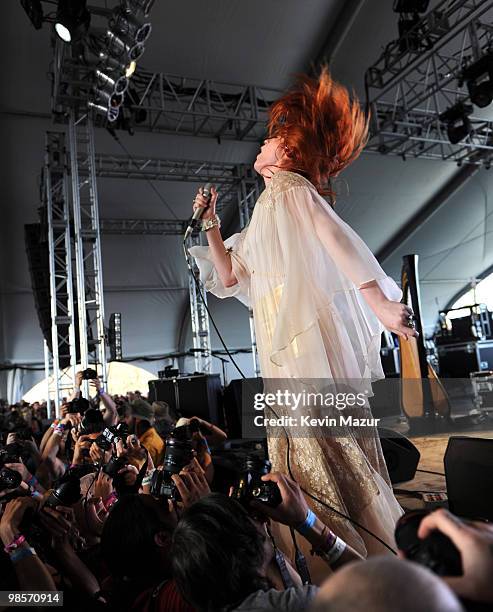 Florence and The Machine performs during the Day 3 of the Coachella Valley Music & Arts Festival 2010 at the Empire Polo Field on April 18, 2010 in...