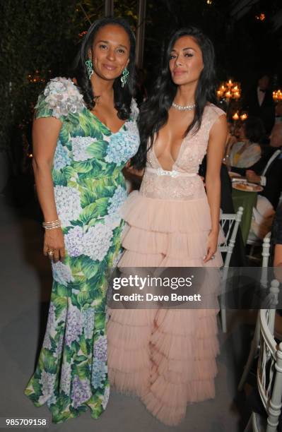 Isabel dos Santos and Nicole Scherzinger attend the Argento Ball for the Elton John AIDS Foundation in association with BVLGARI & Bob and Tamar...