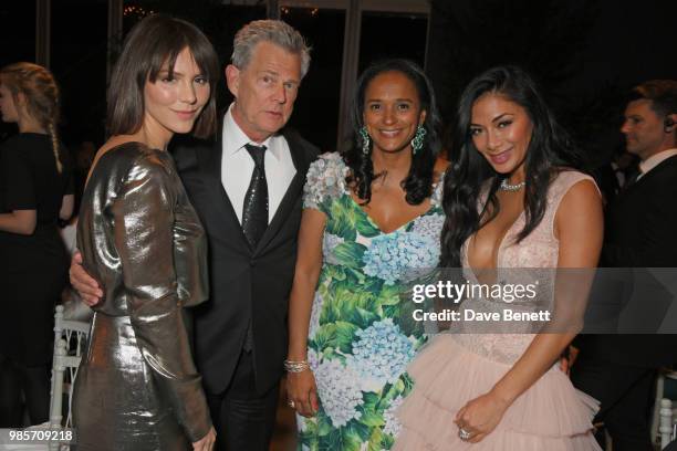 Katharine McPhee, David Foster, Isabel dos Santos and Nicole Scherzinger attend the Argento Ball for the Elton John AIDS Foundation in association...