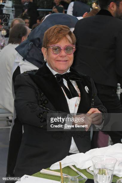 Sir Elton John attend the Argento Ball for the Elton John AIDS Foundation in association with BVLGARI & Bob and Tamar Manoukian on June 27, 2018 in...