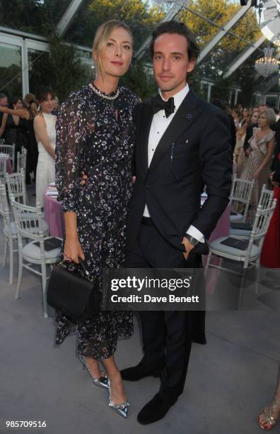 Maria Sharapova and Alexander Gilkes attend the Argento Ball for the Elton John AIDS Foundation in association with BVLGARI & Bob and Tamar Manoukian...