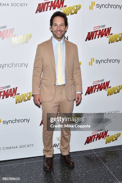 Paul Rudd attends the screening of Marvel Studios' "Ant-Man and The Wasp" hosted by The Cinema Society with Synchrony and Avion at Museum of Modern...