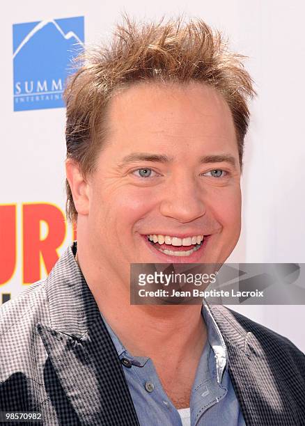 Brendan Fraser arrives at the "Furry Vengeance" premiere at Mann Bruin Theatre on April 18, 2010 in Westwood, California.
