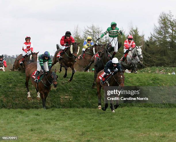 Nina Carberrry on Zest For Life leads after landing over Double Bank before going on to win from 2nd placed Katie Walsh on Wedger Pardy, while Tom...