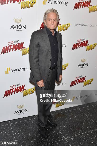 Michael Douglas attends the screening of Marvel Studios' "Ant-Man and The Wasp" hosted by The Cinema Society with Synchrony and Avion at Museum of...
