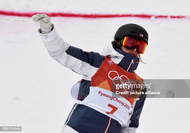 S Morgan Schild in action at the freestyle skiing qualifying rounds of this year's Winter Olympics at Phoenix Snow Park in Pyeongchang, South Korea,...