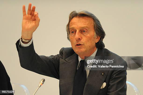 Luca Cordero di Montezemolo attends FIAT Group press conference at Centro Congressi del Lingotto on April 20, 2010 in Tuni, Italy. John Elkann,...