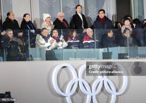 Thomas Bach , German IOC president, and South Korean President Moon Jae alongside his wife Kim Jung-sook, German President Frank-Walter Steinmeier...