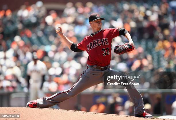 Clay Buchholz of the Arizona Diamondbacks pitches against the San Francisco Giants at AT&T Park on June 6, 2018 in San Francisco, California.