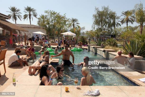 General view of the LACOSTE Pool Party during the 2010 Coachella Valley Music & Arts Festival on April 18, 2010 in Indio, California.