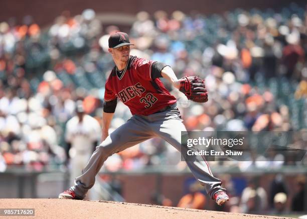 Clay Buchholz of the Arizona Diamondbacks pitches against the San Francisco Giants at AT&T Park on June 6, 2018 in San Francisco, California.