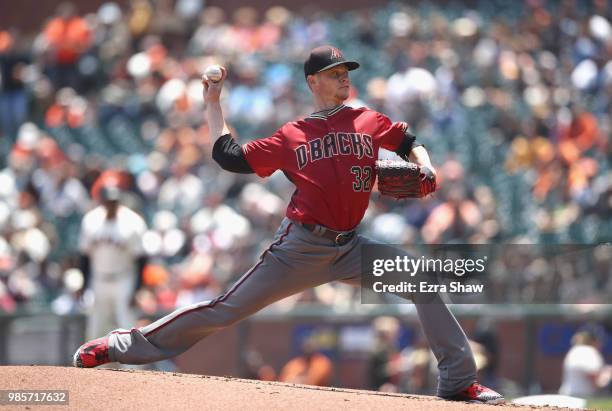 Clay Buchholz of the Arizona Diamondbacks pitches against the San Francisco Giants at AT&T Park on June 6, 2018 in San Francisco, California.