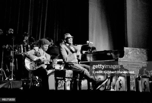 Ray Charles performs live on stage at Hammersmith Odeon in London in 1970