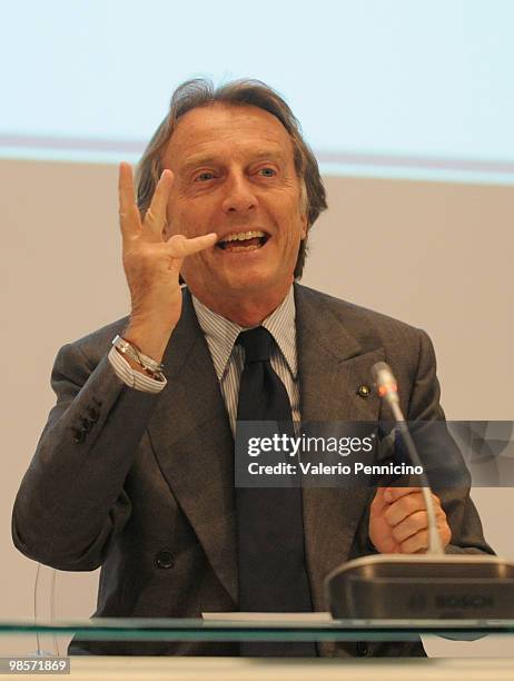 Luca Cordero di Montezemolo attends FIAT Group press conference at Centro Congressi del Lingotto on April 20, 2010 in Tuni, Italy. John Elkann,...