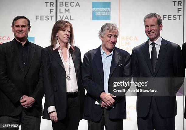Tribeca Film Festival co-founders Craig Hatkoff, Jane Rosenthal, actor Robert De Niro and Chief Marketing Officer of American Express John Hayes...
