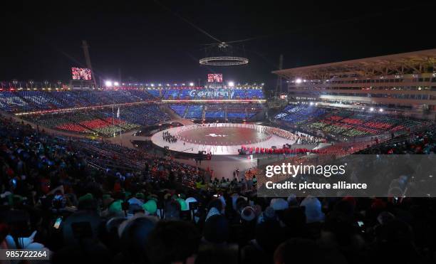 View onto the Olympic stadium during the opening ceremony of the 2018 Winter Olympics in Pyeongchang, South Korea, 09 Febuary 2018. Photo: Daniel...
