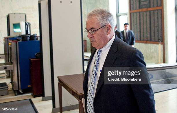 Representative Barney Frank, a Democrat from Massachusetts and chairman of the House Financial Services Committee, arrives for a hearing on the...