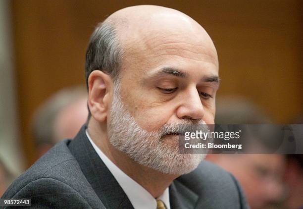 Ben S. Bernanke, chairman of the U.S. Federal Reserve, listens during a House Financial Services Committee hearing on the Lehman Brothers Holdings...