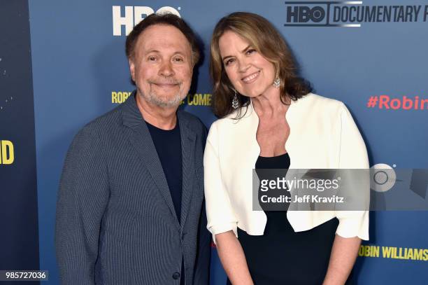Billy Crystal and Marina Zenovich attend the Los Angeles Premiere of Robin Williams: Come Inside My Mind from HBO on June 27, 2018 in Hollywood,...