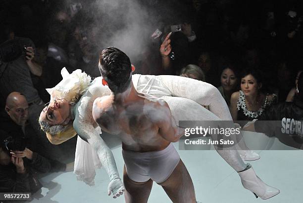 Singer Lady Gaga performs onstage during MAC 'Viva Glam' campaign at the Tabloid on April 20, 2010 in Tokyo, Japan.